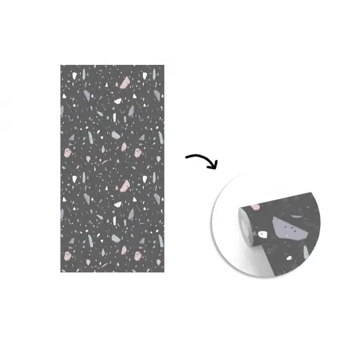 Terrazzo - Patroon - Zwart - Zacht fotobehang vinyl groot 64 -3d
