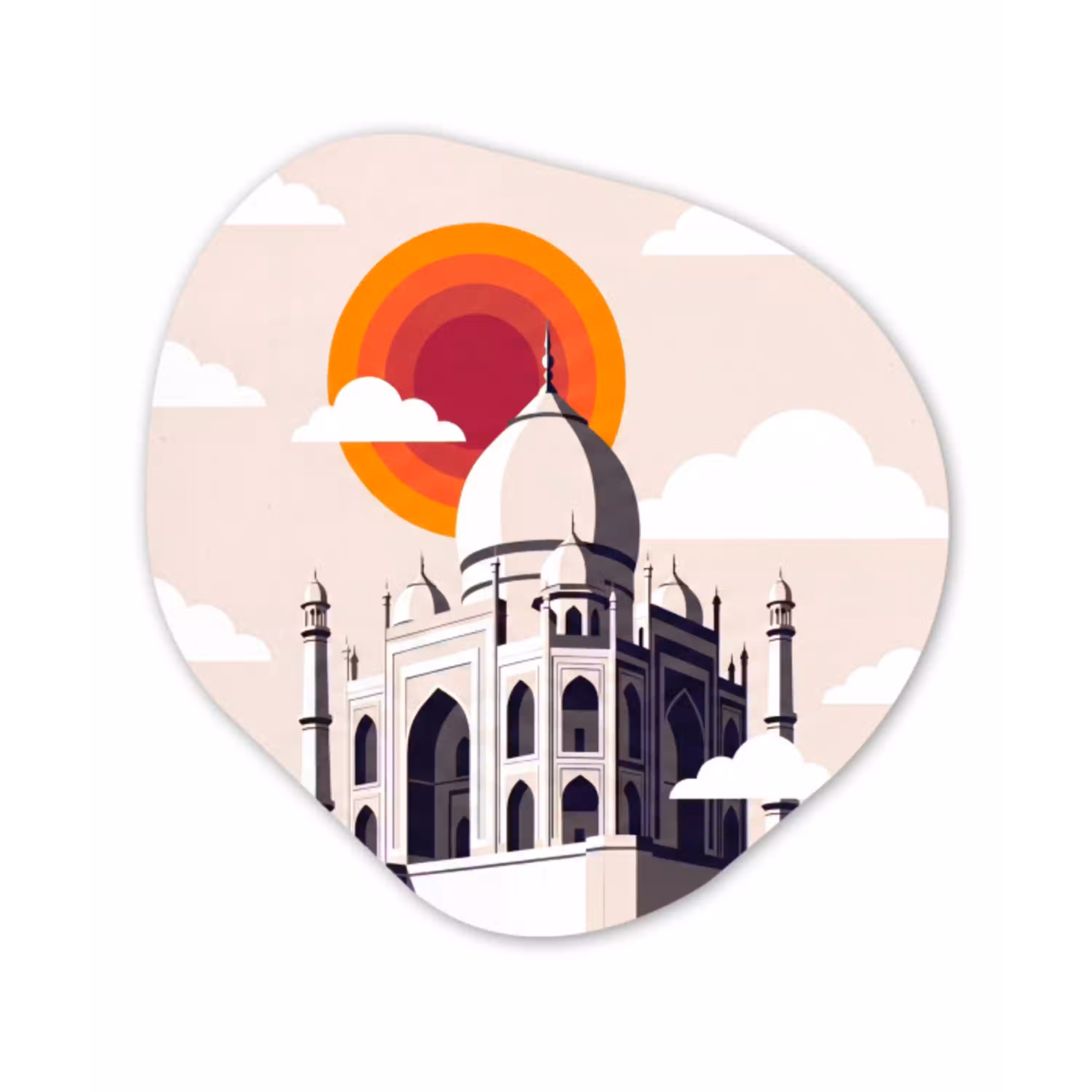 Taj Mahal - Zon - Koepel - Architectuur - India - Grafisch Wandcirkel Organisch Aluminium middel -3d