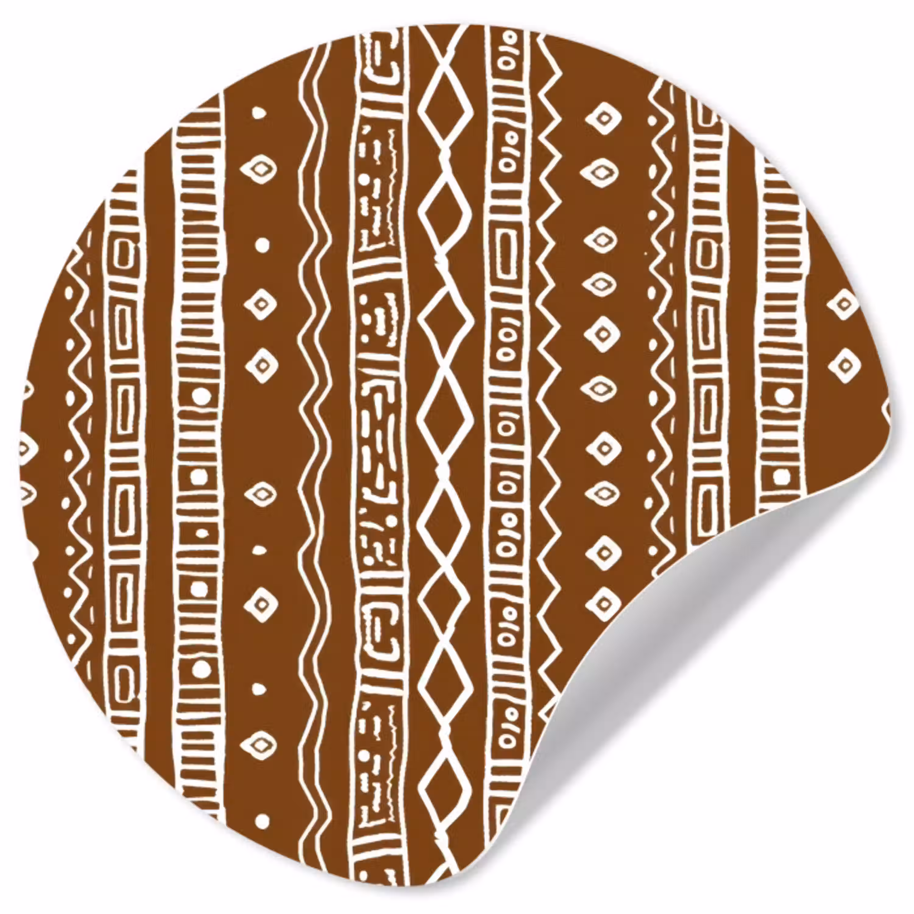 Chocoladebruin - Etnisch - Tribaal - Patroon Wandcirkel behangsticker klein 186 -3d