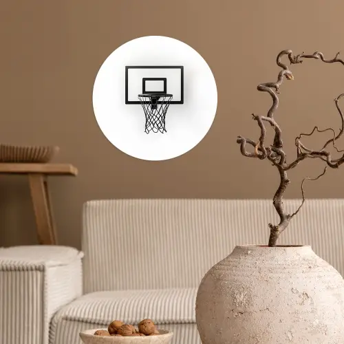 Basketbalbord - Minimalistisch - Zwart Wandcirkel behangsticker klein -sfeer1