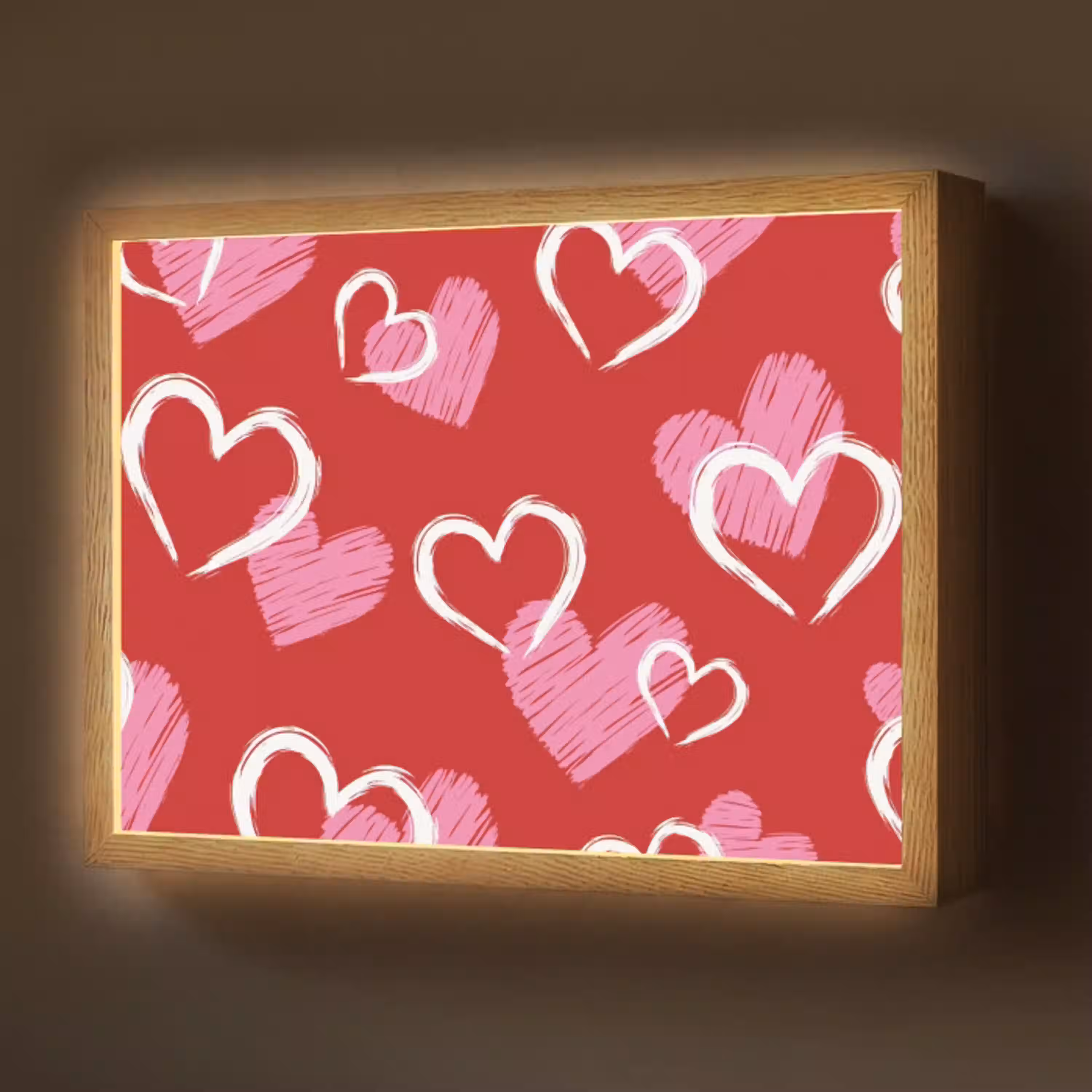 Patroon - Hartjes - Roze - Valentijn Light Box met batterij (Wandlamp) middel -z3d_website