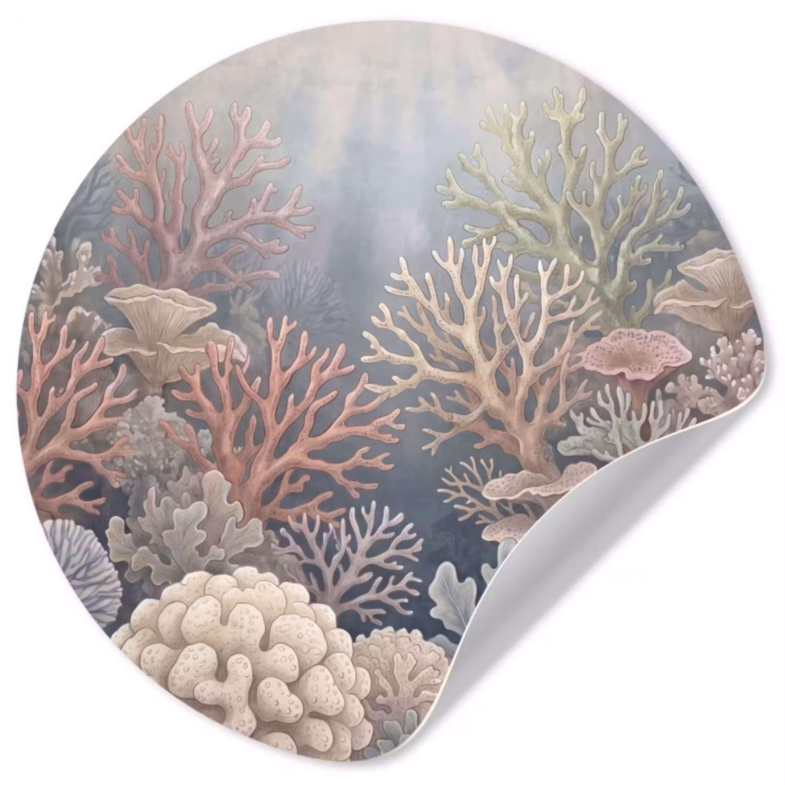 Koraal - Zeeleven - Onderwater - Illustratie - Natuur Wandcirkel behangsticker klein -3d