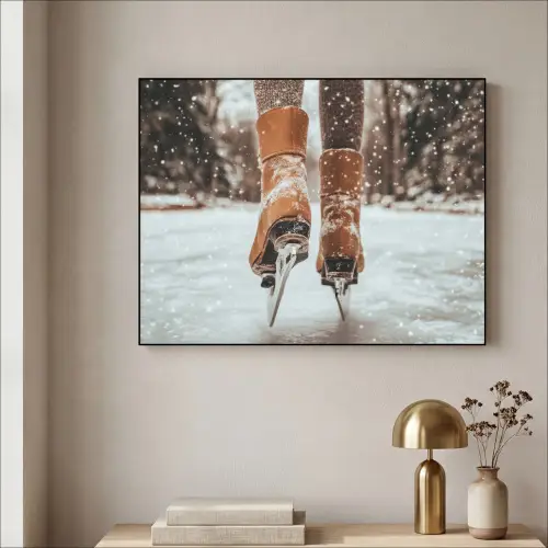 Schaatsen - IJs - Winter - Sneeuw Textielframe zwart klein -sfeer2