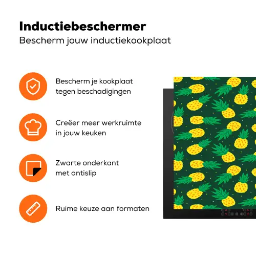 Donkergroen - Ananas - Bladeren Inductie beschermer vinyl 3mm klein 276 -zzzzzzz-td-ups