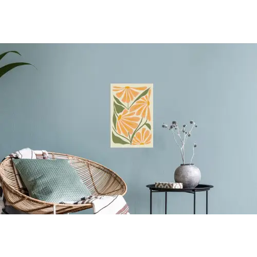 Blaadjes - Zachtoranje - Bloemen Muursticker klein -plant