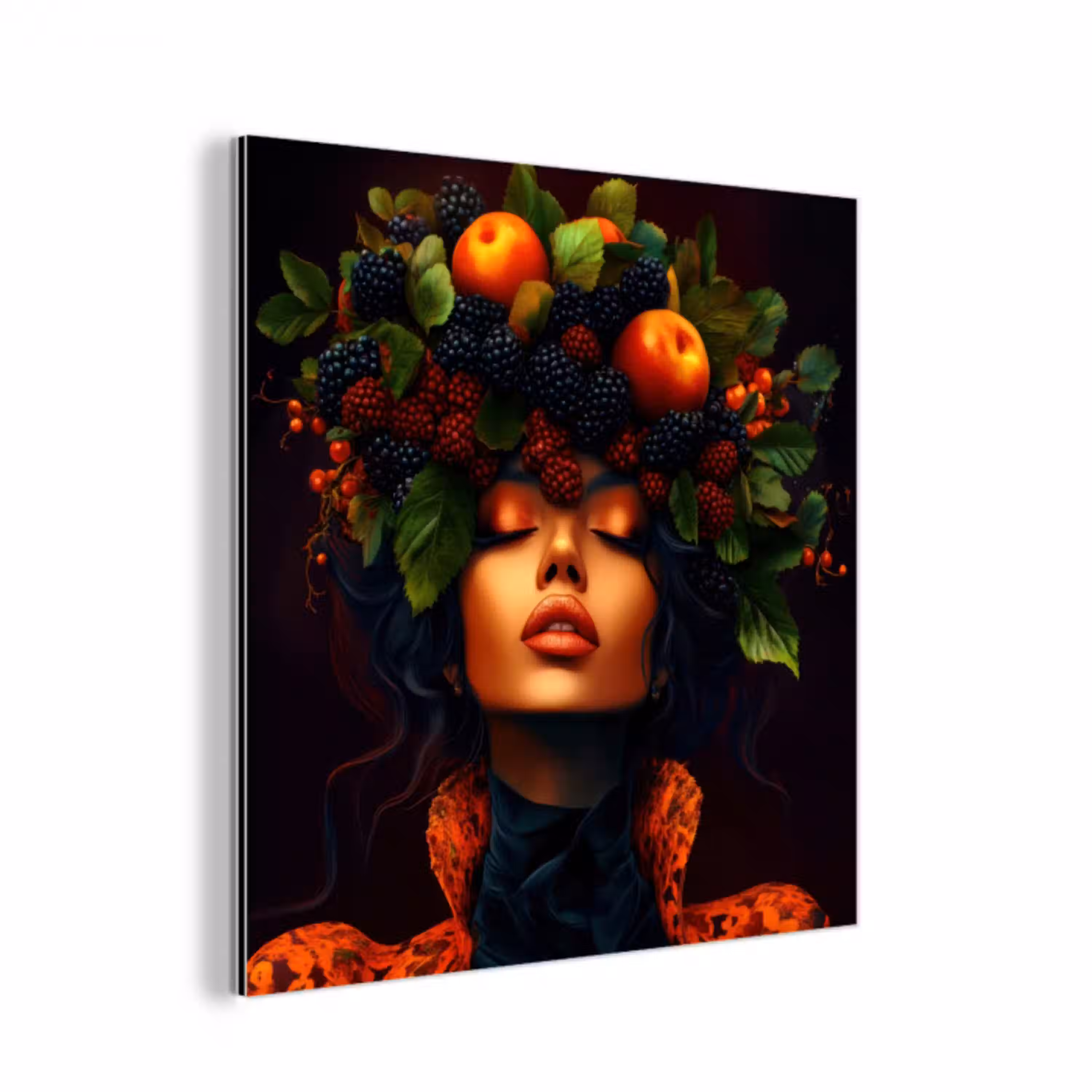 Vrouw - Zwart - Bessen - Bramen - Appels aluminium wit klein -3d