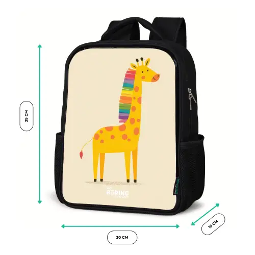 Giraffe - Dier - Kleurrijk Rugzak - Zwart middel -productfoto_formaten