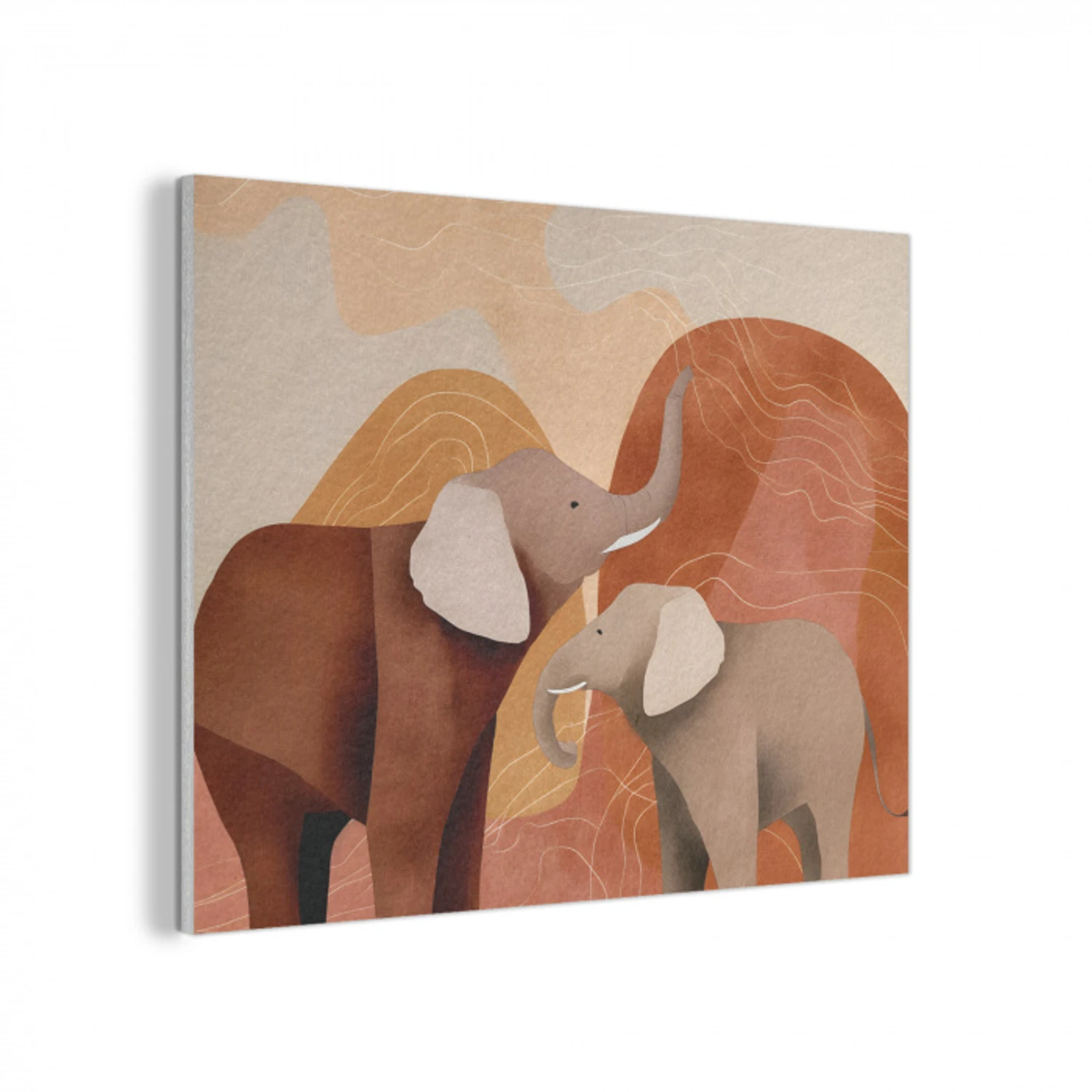 Olifanten - Oranje - Abstract PET vilt klein -3d