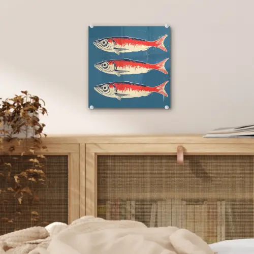 Vissen - Rood - Blauw plexiglas 5mm klein -sfeer4