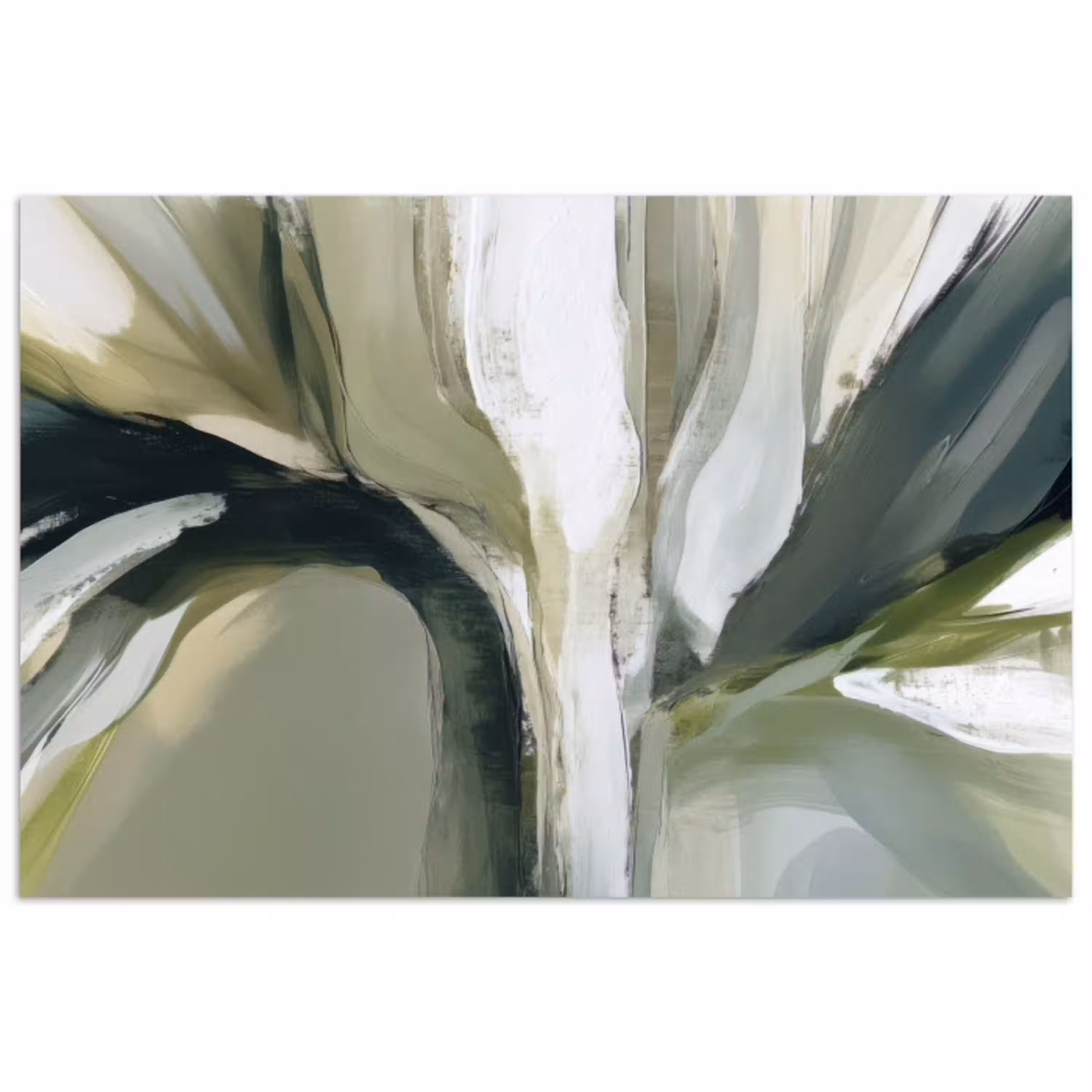 Natuur - Abstract - Groen - Penseelstreken poster papier klein -3d