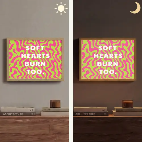 Abstract - Quote - Centraal - Roze Light Box met batterij (Wandlamp) middel -sfeer3