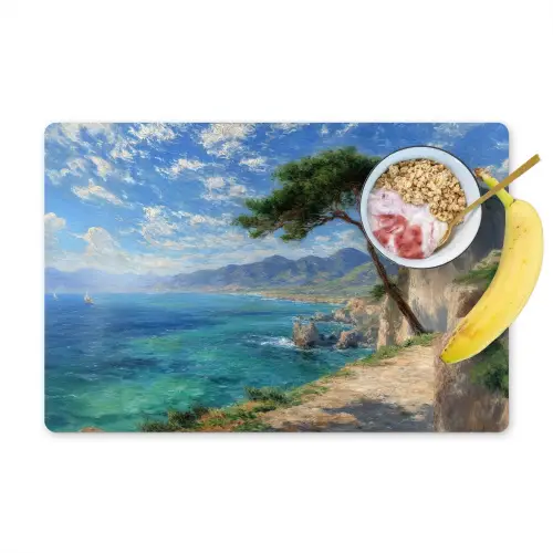 Rotsen - Kustlijn - Boom - Bergen Placemat vinyl groot -zzzproduct_Kitchenyeah-website