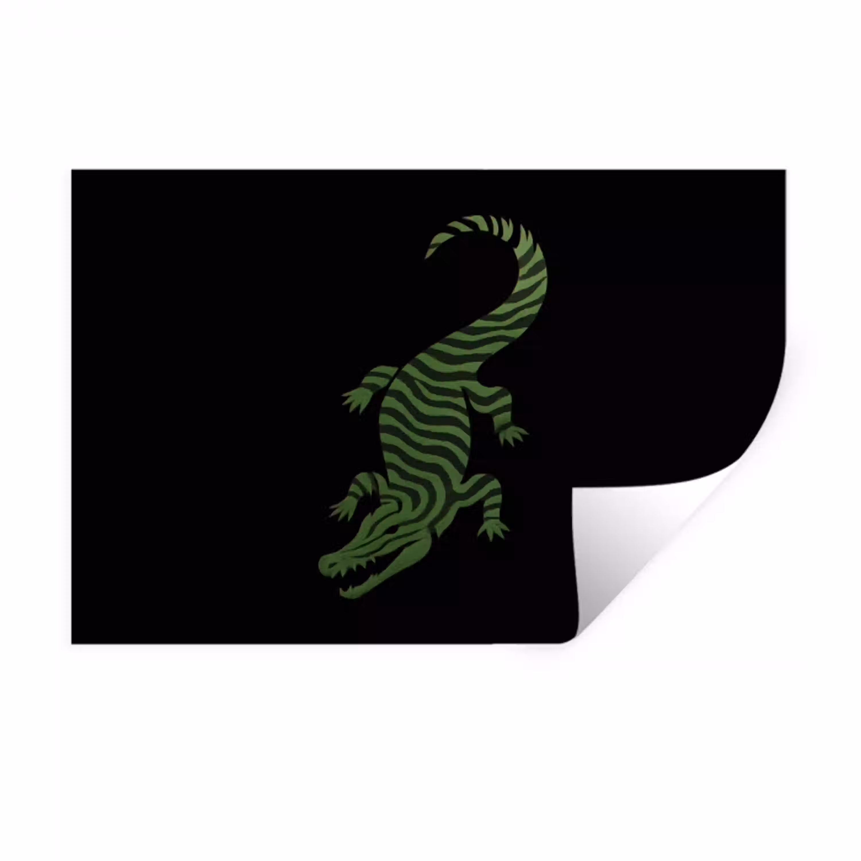 Krokodil - Groen - Tijgerachtig - Strepen Muursticker klein -3d