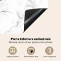 Marmer - Wit - Grijs - Luxe - Marmerlook - Structuur Inductie beschermer vinyl 3mm middel -zzzsfeer4_ITA