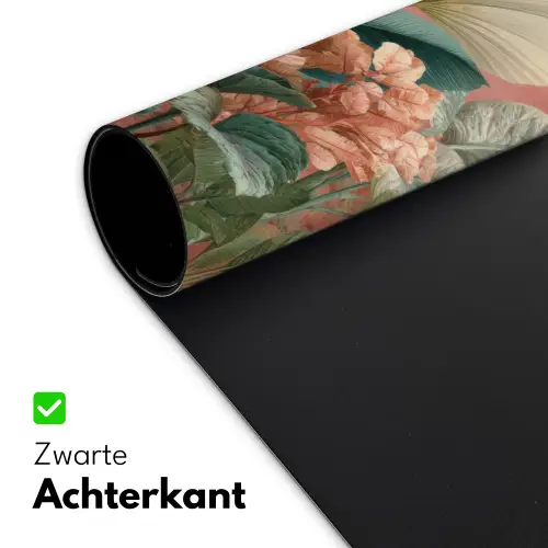 Tropische bladeren - Bloemen - Roze - groen Muismat XXL klein -sfeer2
