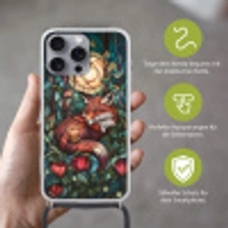 Vos - Mozaïek - Bos - Maan Hoesje iPhone 16 Pro Max met koord klein -sfeer2_DE