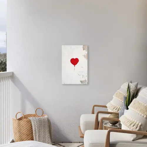 Ballon - Rood - Hart Tuinposter op houten frame 2 cm dik klein -sfeer1