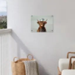 Schotse Hooglander - Bruin - Hoorns - Kokskleding tuinposter los doek klein -sfeer8