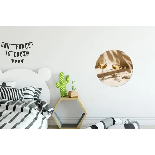 Wijn - Wijnglazen - Wit Wandcirkel aluminium klein -kinderkamer