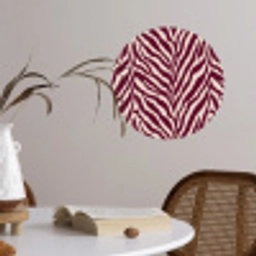 Zebra - Motief - Bordeaux - Rood Wandcirkel behangsticker klein 186 -sfeer3
