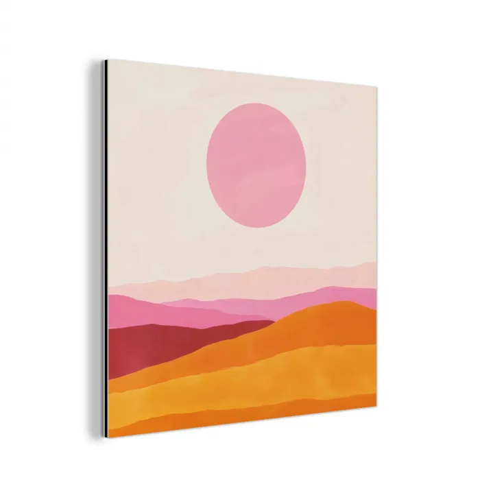 Heuvels - Oranje - Zon - Abstract aluminium wit klein -3d