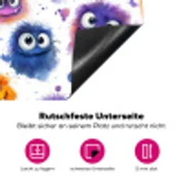 Monstertjes - Aquarel - Kleurrijk Inductie beschermer vinyl 3mm klein 276 -zzzzzzz-lf-onderkant