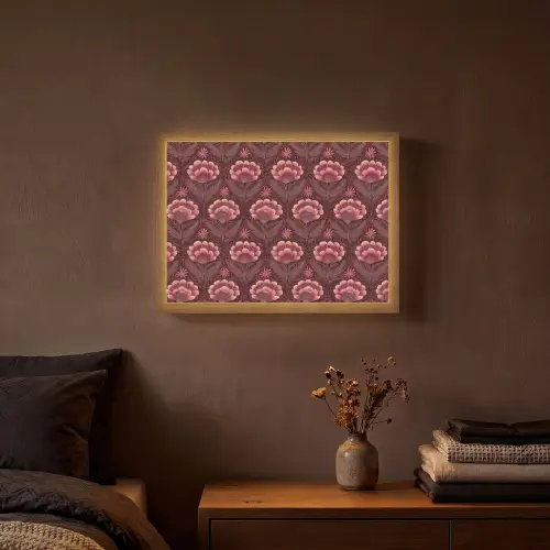 Bloemen - Waaier - Paars Light Box met batterij (Wandlamp) middel 907 -sfeer4