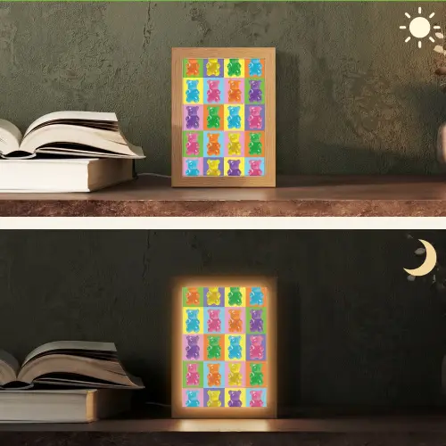 Art- Snoep - Kleurrijk Light Box met kabel (Tafellamp) klein -sfeer3