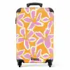 Pastel bloemen - Roze met oranje NBS - Handbagage koffer - Kinderen Unisex middel -productfoto_recht