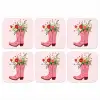 Cowboylaarzen - Roze - Boeket - Bloemen onderzetter kurk middel -3d