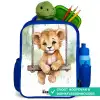 Leeuwenwelpje met schommel illustratie Kinderrugzak - Blauw middel -inhoud_NL