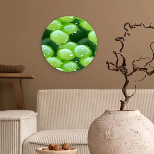 Druiven - Groen - Druppels Wandcirkel plexiglas klein 852 -sfeer1