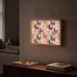 Alpaca's - Patroon - Kleurrijk Light Box met batterij (Wandlamp) middel 907 -sfeer1