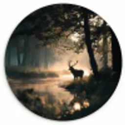 Hert - Bosbeek - Mystiek Wandcirkel kunststof plaat 5mm dik klein -3d