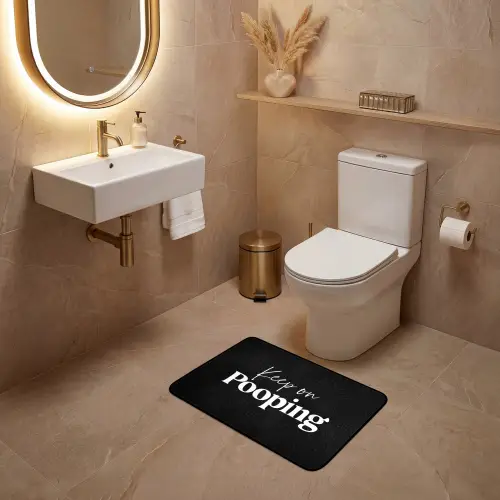 Quote - Keep on pooping - Zwart - Spreuken WCmat klein -sfeer3