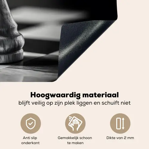 Paard - Hout - Schaalbord - Zwart Inductie beschemer met haakjes klein -ky-onderkant-nl