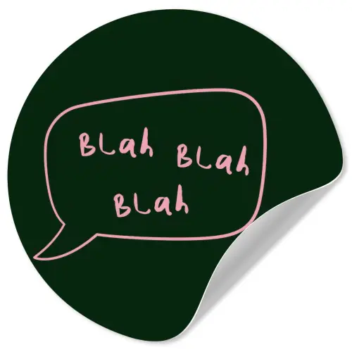 Tekstwolkje - Donkergroen - BLAH BLAH BLAH Wandcirkel behangsticker klein -3d