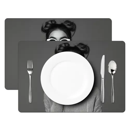 Vrouw - Koffie - Zwart - Wit Placemat vinyl groot -zzsfeer2_Kitchenyeah-website