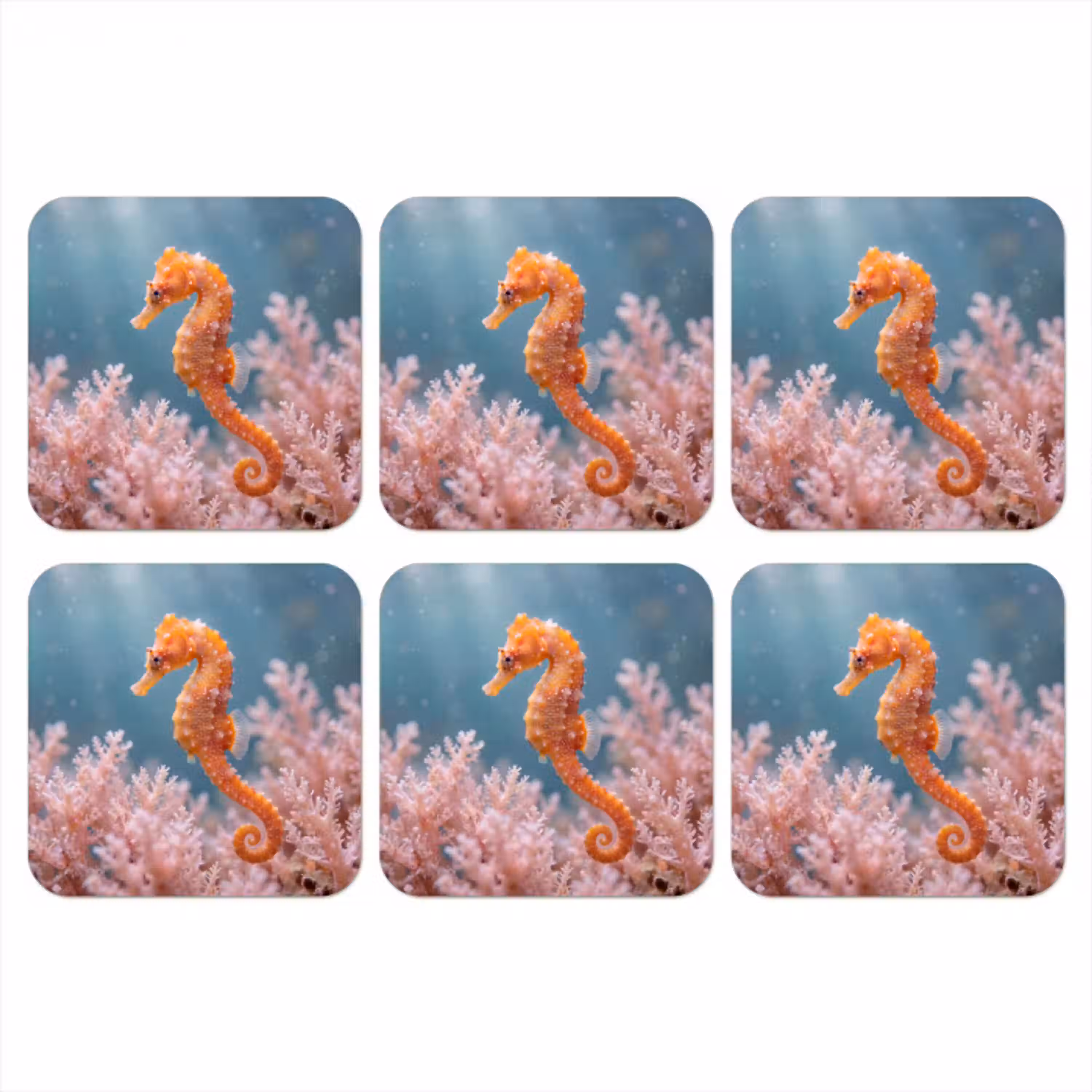 Vis - Koraal - Oceaan - Macro - Oranje onderzetter kurk middel -3d