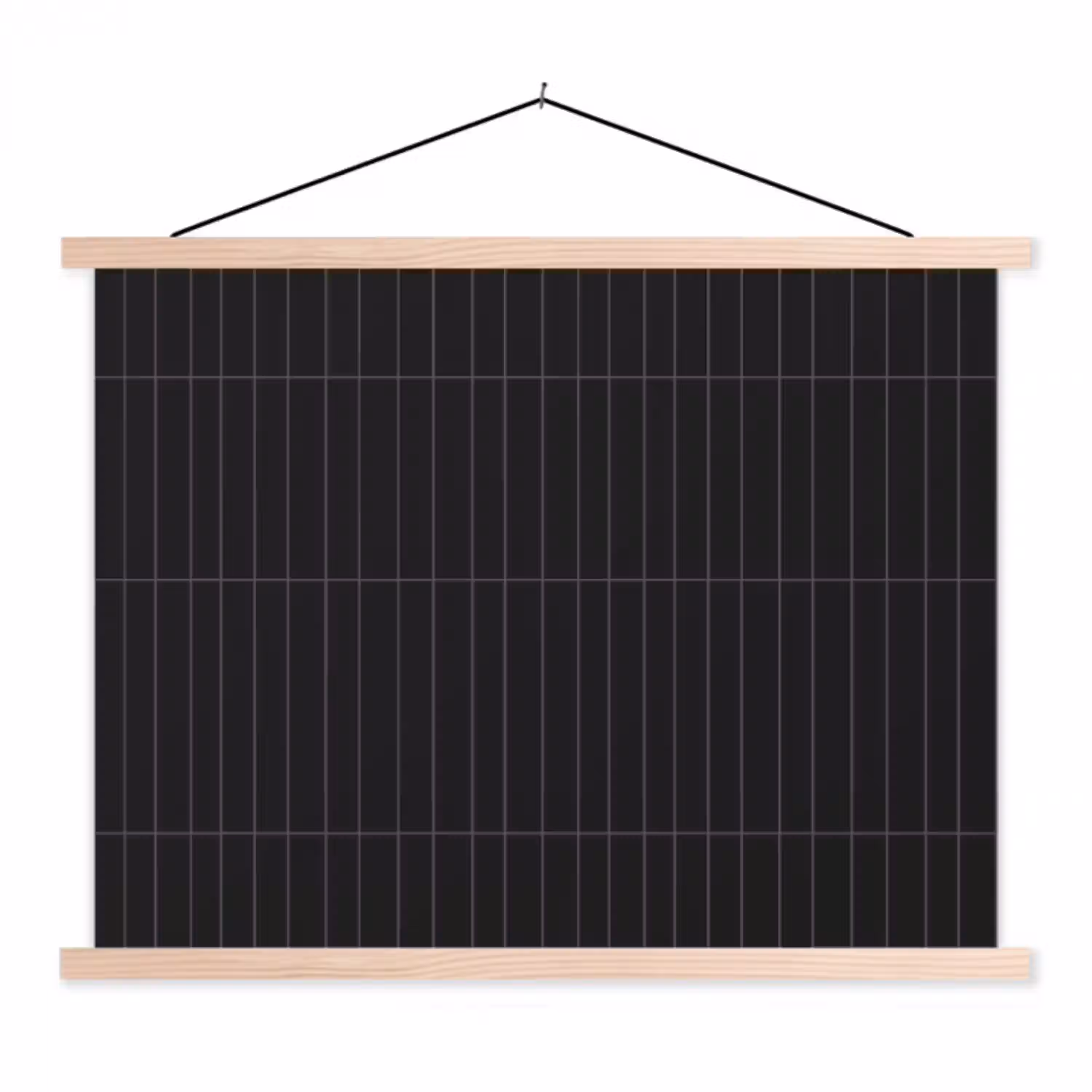 Verticaal - Wandtegel - Mat - Zwart textielposter latten blank klein 122 -3d