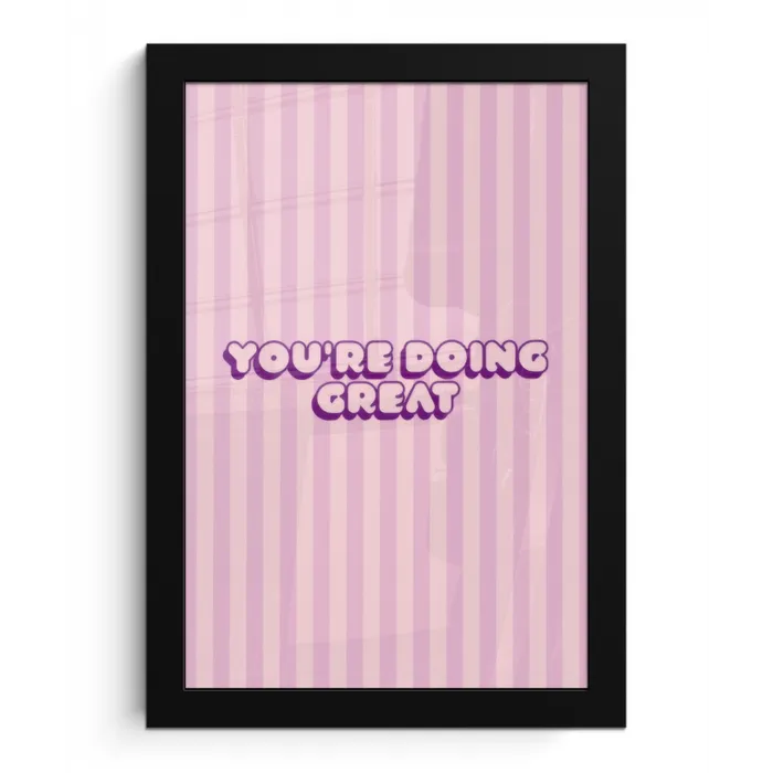 Paars - Strepen - You're doing great - Schaduw fotolijst zwart zonder passe partout klein -3d