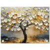Boom - Bloemen - Goud - Beige tuinposter los doek klein -3d