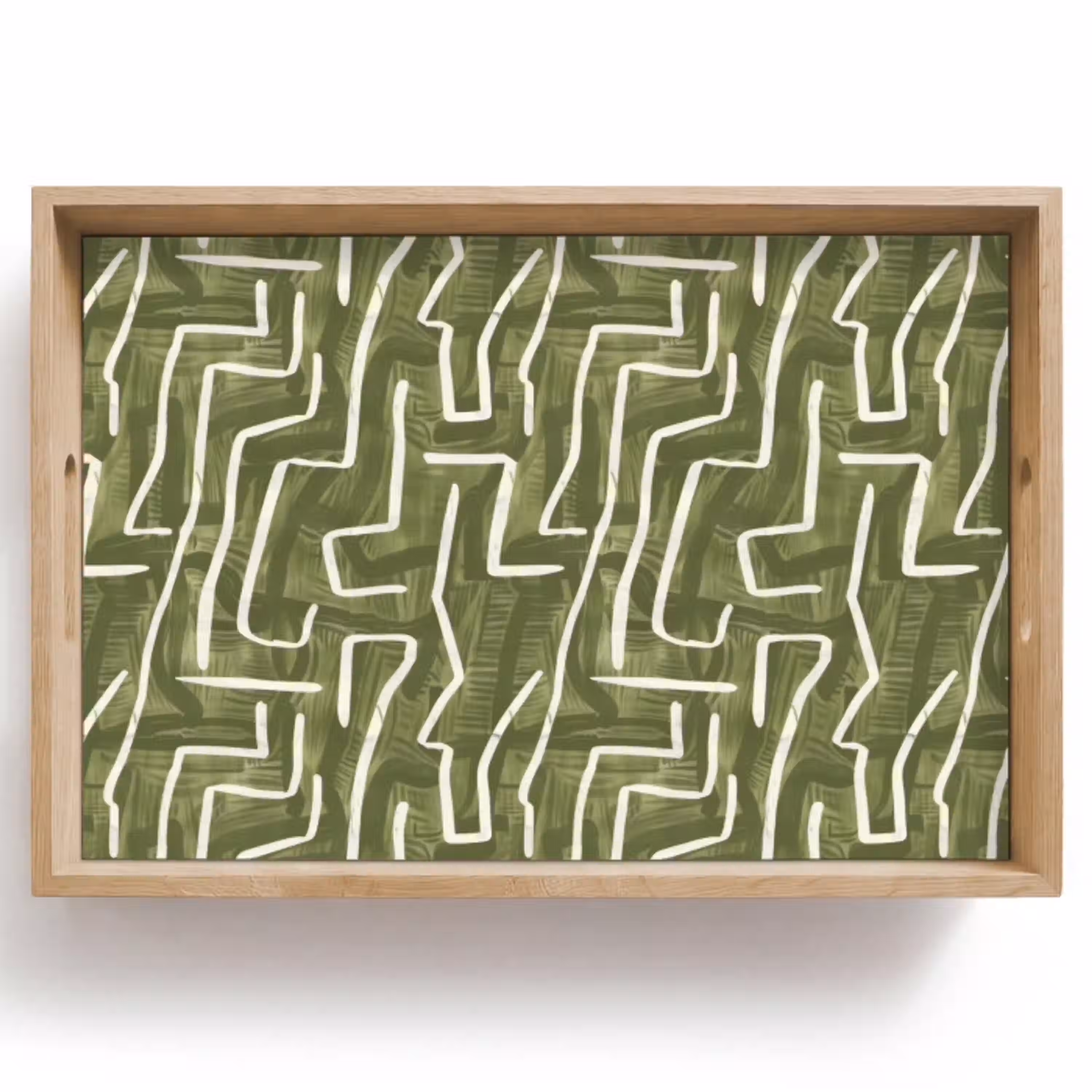 Groen - Abstract - Penseelstreken - Patroon Dienblad Rechthoek middel 910 -z3d_shopping
