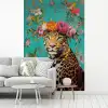 Luipaard - Bloemen - Kroon fotobehang vinyl groot -woonkamer