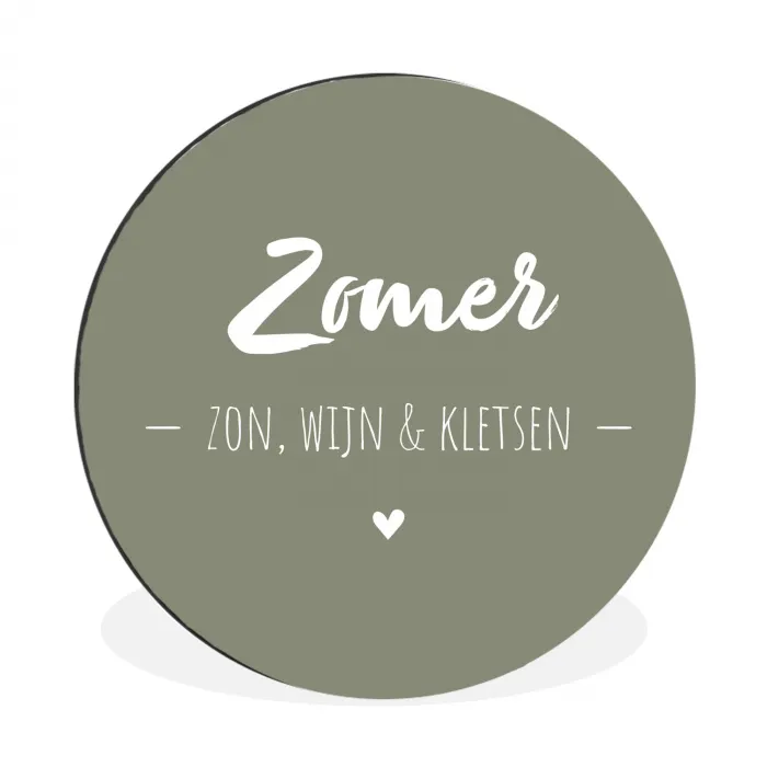 Quotes - Zomer, zon, wijn & kletsen - Tekst - Zomer Wandcirkel aluminium klein -3d