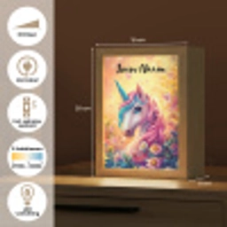 Eenhoorn - Roze - Kleurrijk - Sprookjesbos Light Box met kabel (Kinderlampje) klein -USP_NL
