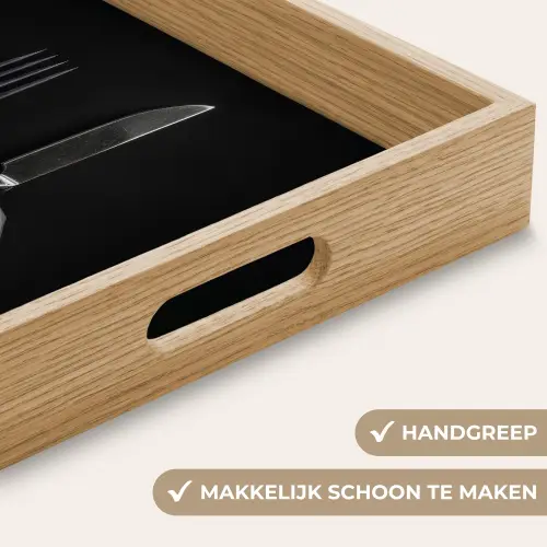 Bestek - Zwart - Wit Dienblad Rechthoek middel -USP_HandgreepNL