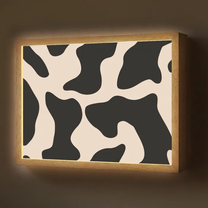 Vlekkenpatroon - Koe - Beige Light Box met batterij (Wandlamp) middel -z3d_website