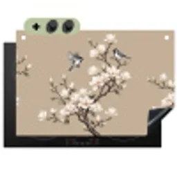 Oosters - Vogels - Beige Inductie beschemer met haakjes klein -3d