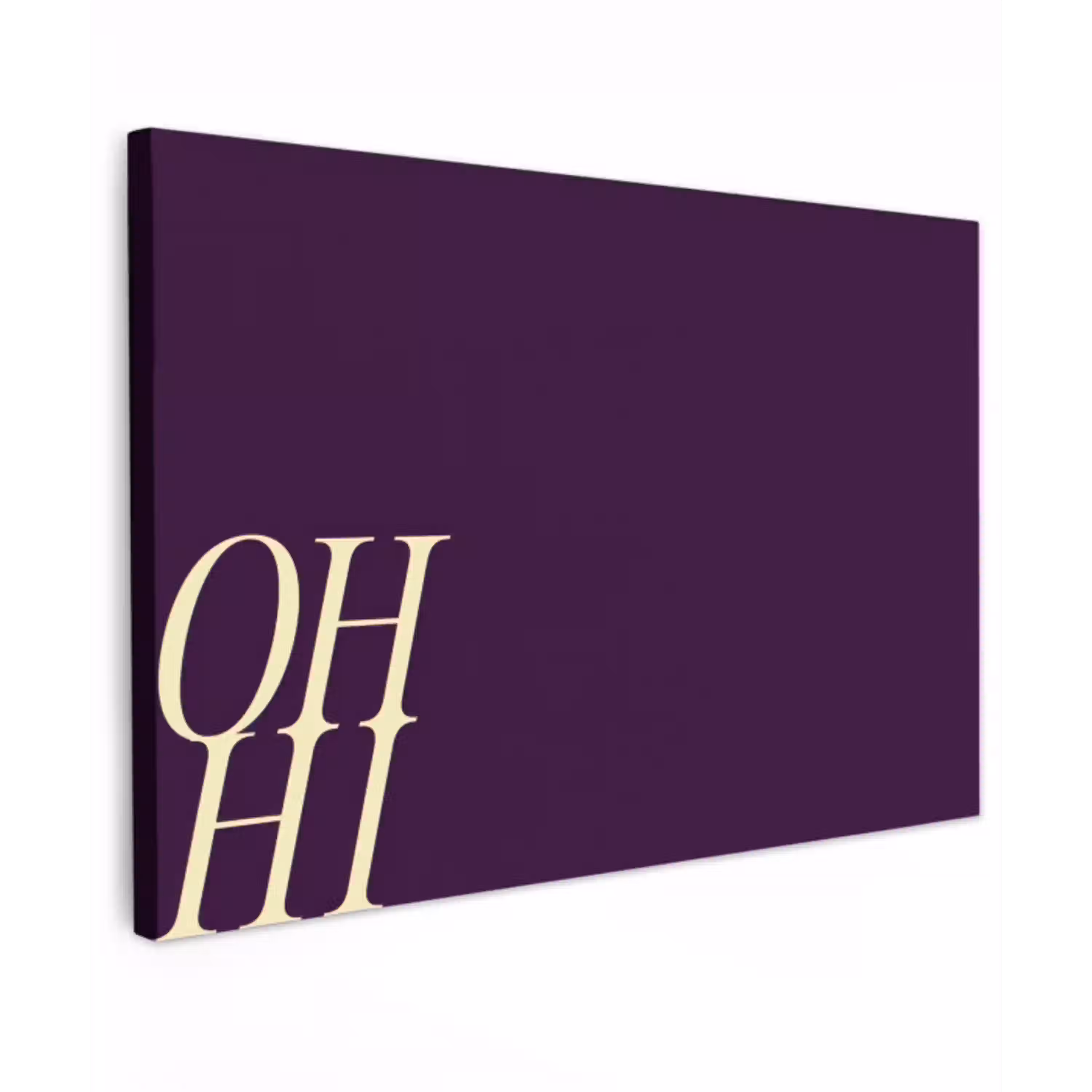 Oh hi - Paars - Cursief Tuinposter op houten frame 2 cm dik klein -3d